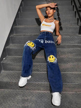 Letter & Figure Graphic Jeans